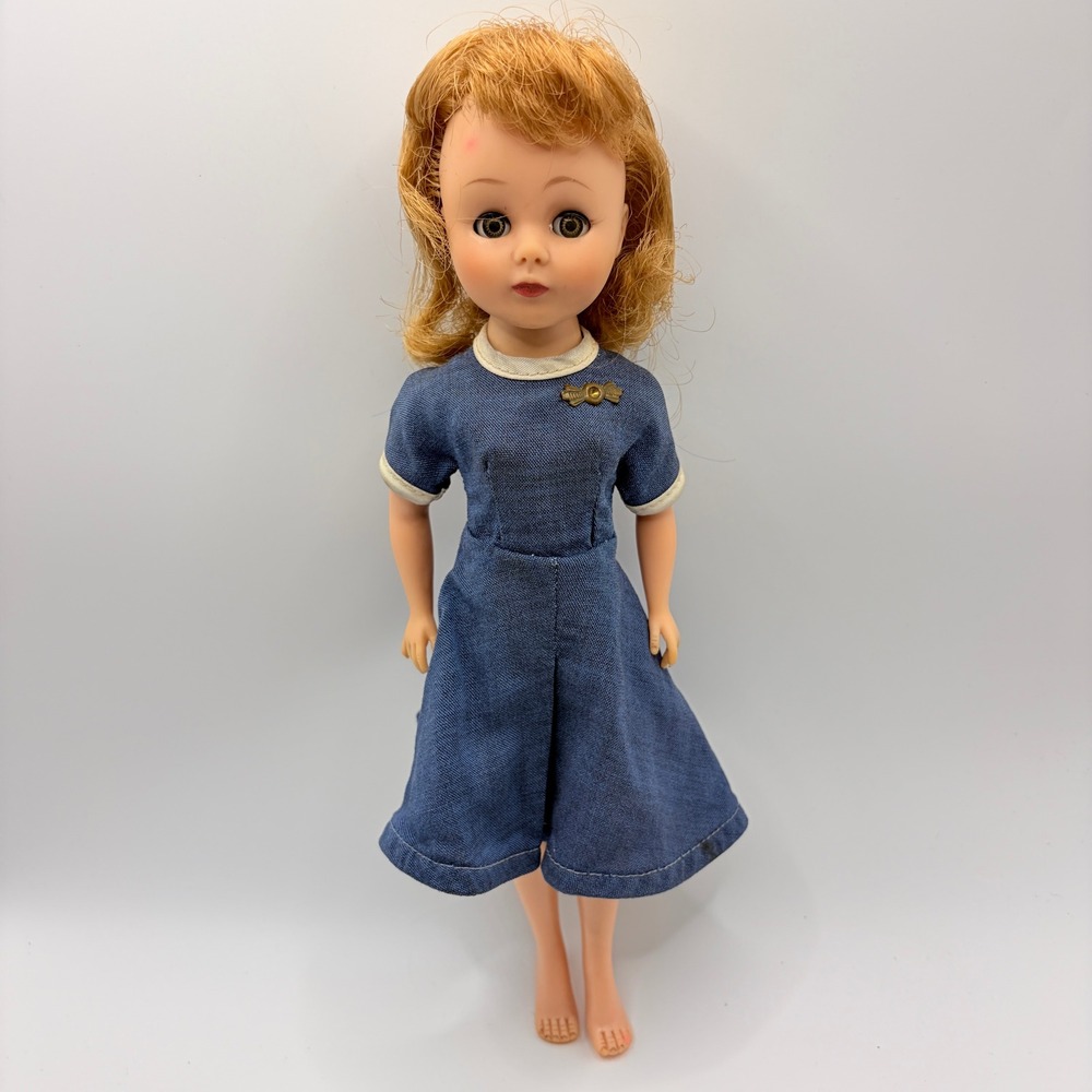 American Character 1958 Vintage Stewardess Toni Doll 10.5" Blue Dress